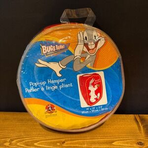 Looney Tunes Bugs Bunny Pop-Up Hamper Red Collapsible Laundry Basket NEW